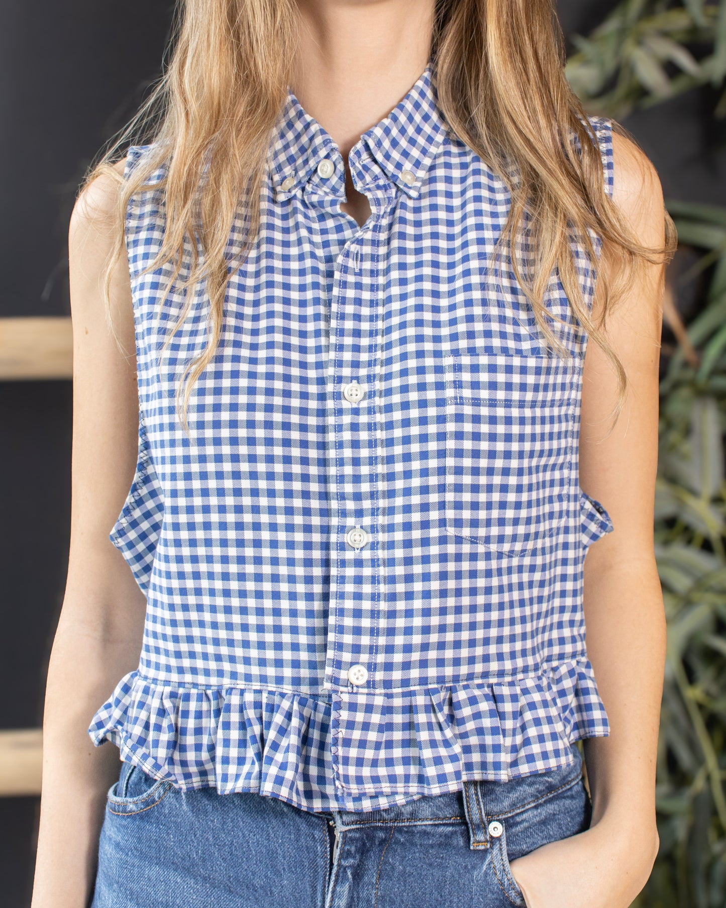 Blusa cuadrillé Azul